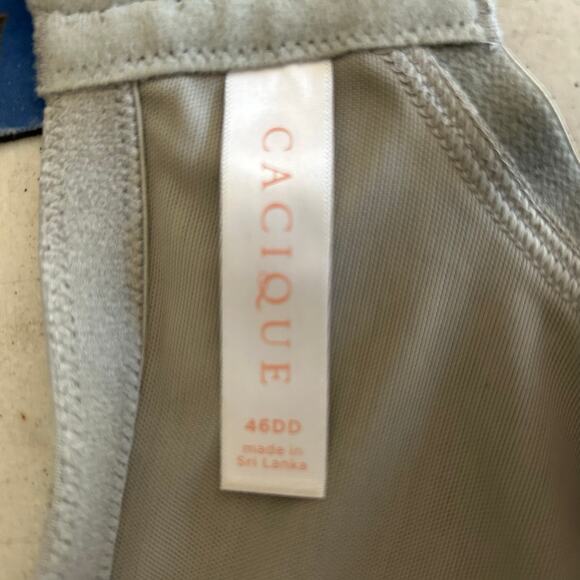 Cacique Lightly Lined T Shirt Bra Gray with Black Polka Dots 46DD Jersey Bow - Picture 8 of 9